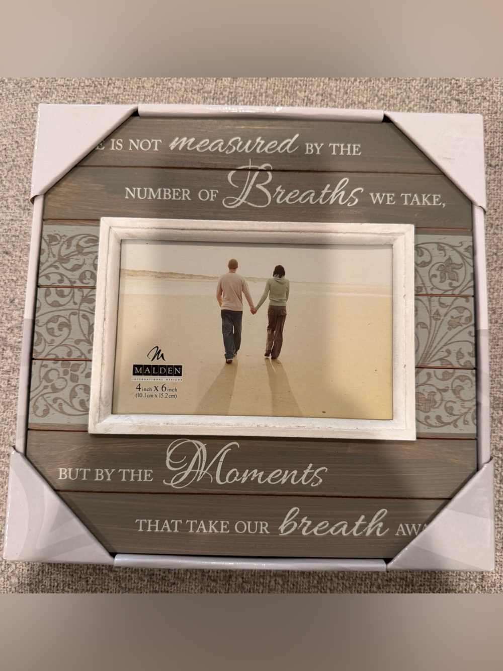 Malden Rustic Brown & Cream Photo Frame - 'Moments' Wall Accent